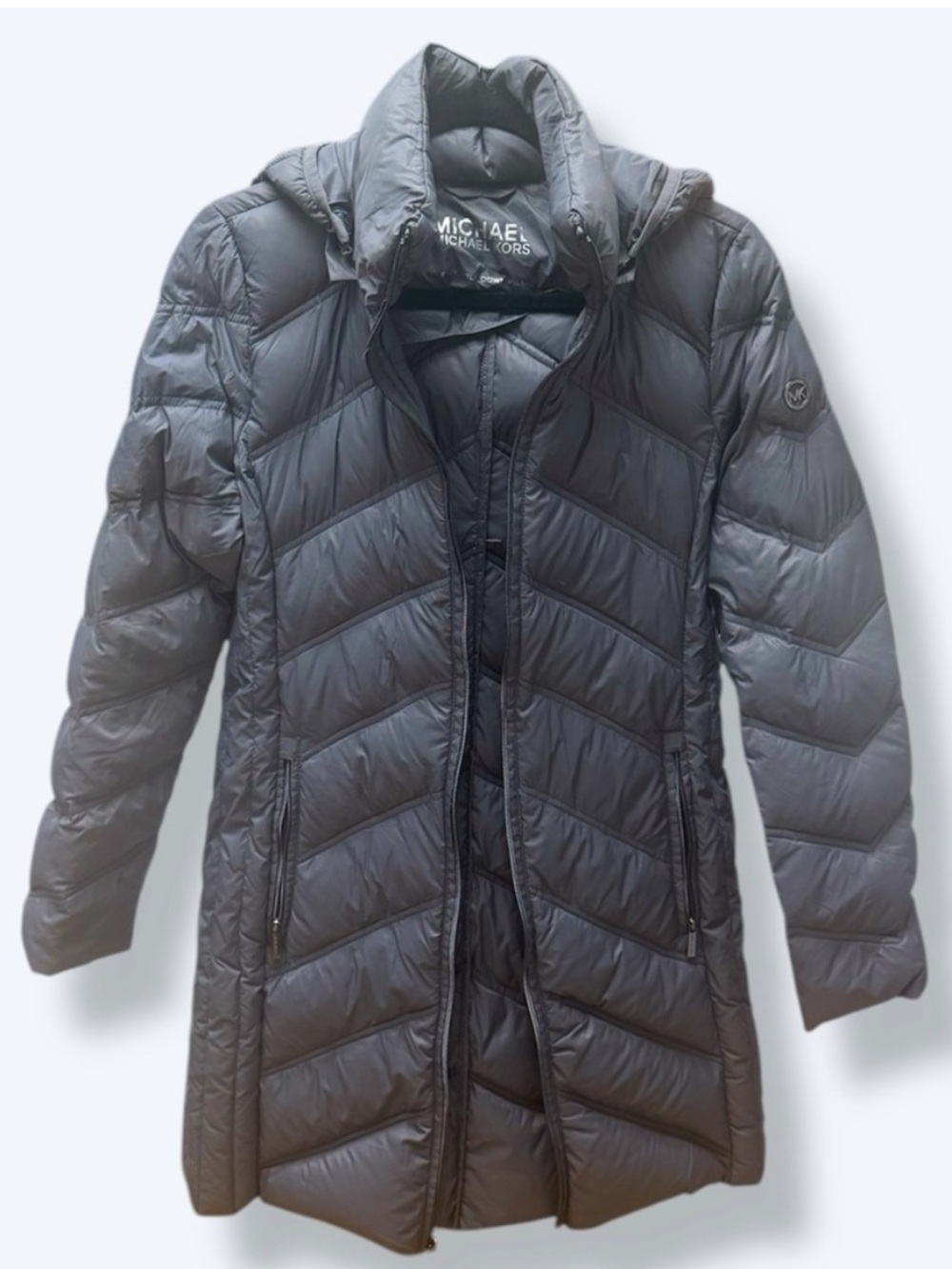 Michael Kors Long Quilted Puffer Coat - Charcoal Gray